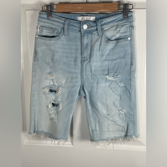 Judy Blue Faded Denim Distressed Shorts Small - Picture 4 of 8